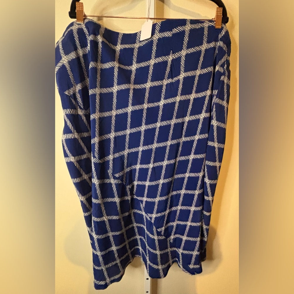 Blue and White Ava & Viv Checkered Skirt-size 3x